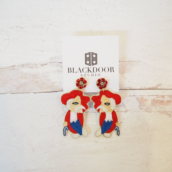 Beaded Ole Miss Rebels Earrings Collegiate Hotty Toddy - Picture 4 of 5